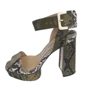 Jimmy Choo Jax Platform Heel Sandals Snake Black 6.5